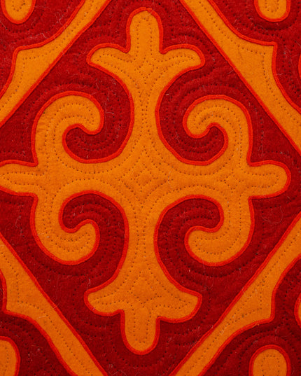 Zhalyn – Handmade Organic Shyrdak Wool Felt Rug (erd and yellow)