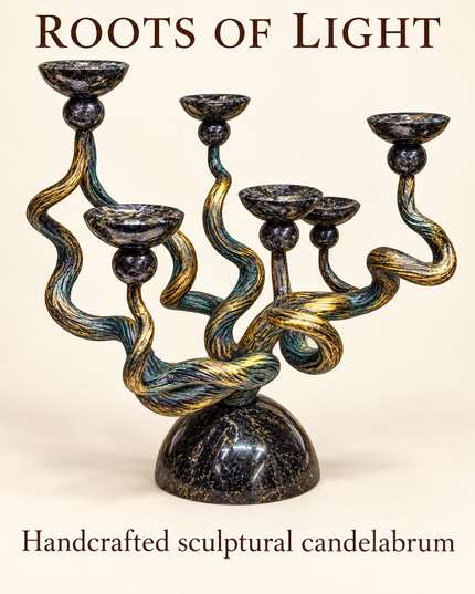 Roots of Light — Handmade Labradorite Candelabrum